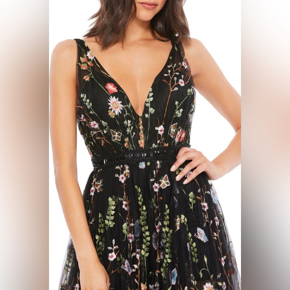 Mac Duggal Floral Embroidered Grown